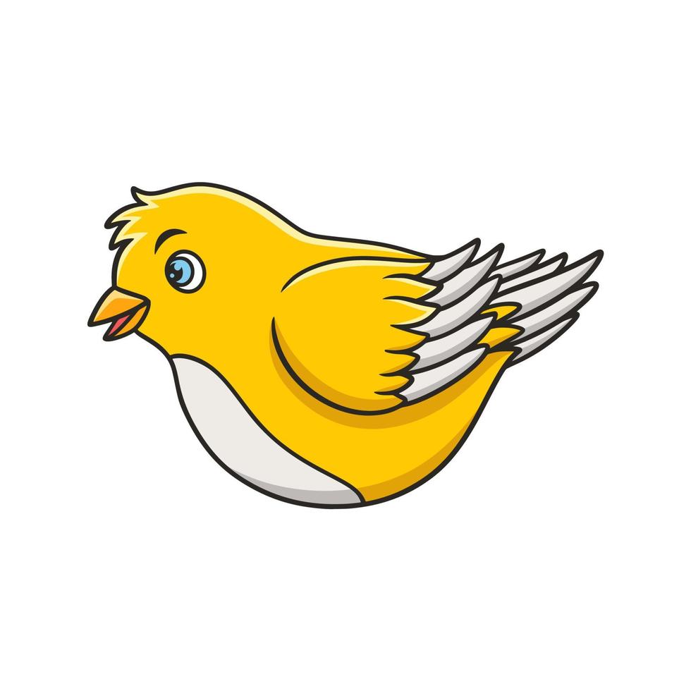 karikaturillustration ein vogel, der auf den blättern eines großen baums hoch in der mitte des waldes sitzt vektor