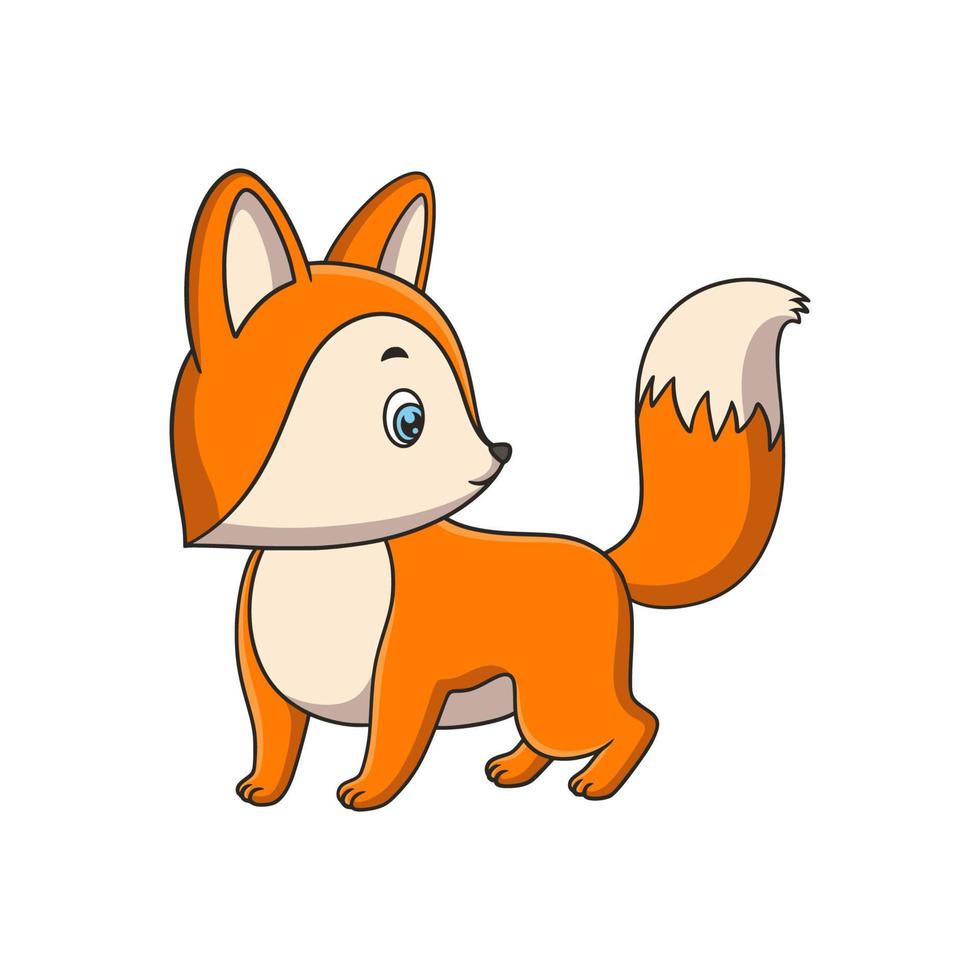 tecknad illustration en räv som går på en nedfallen stock vid floden vektor