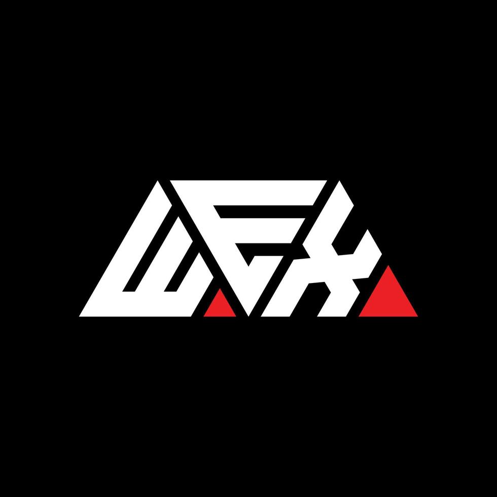 Wex-Dreieck-Buchstaben-Logo-Design mit Dreiecksform. Wex-Dreieck-Logo-Design-Monogramm. Wex-Dreieck-Vektor-Logo-Vorlage mit roter Farbe. Wex dreieckiges Logo einfaches, elegantes und luxuriöses Logo. Wex vektor