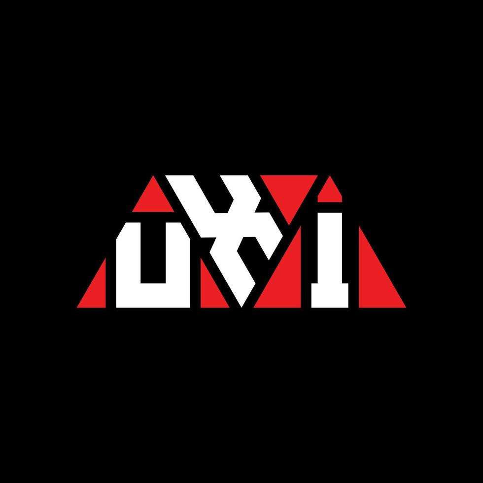 Uxi-Dreieck-Buchstaben-Logo-Design mit Dreiecksform. Uxi-Dreieck-Logo-Design-Monogramm. Uxi-Dreieck-Vektor-Logo-Vorlage mit roter Farbe. Uxi dreieckiges Logo einfaches, elegantes und luxuriöses Logo. Uzi vektor