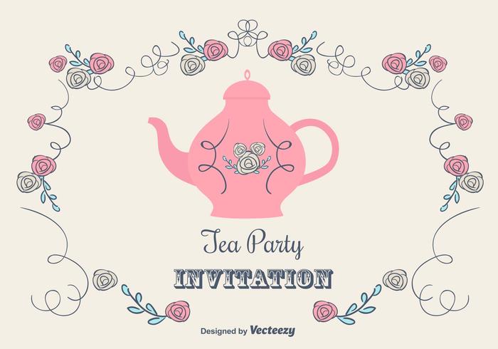 Gratis Tea Party Invitation Card vektor