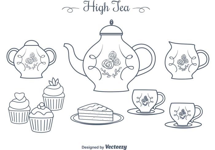 Freie Hand gezeichnete hohe Tee-Vektoren vektor