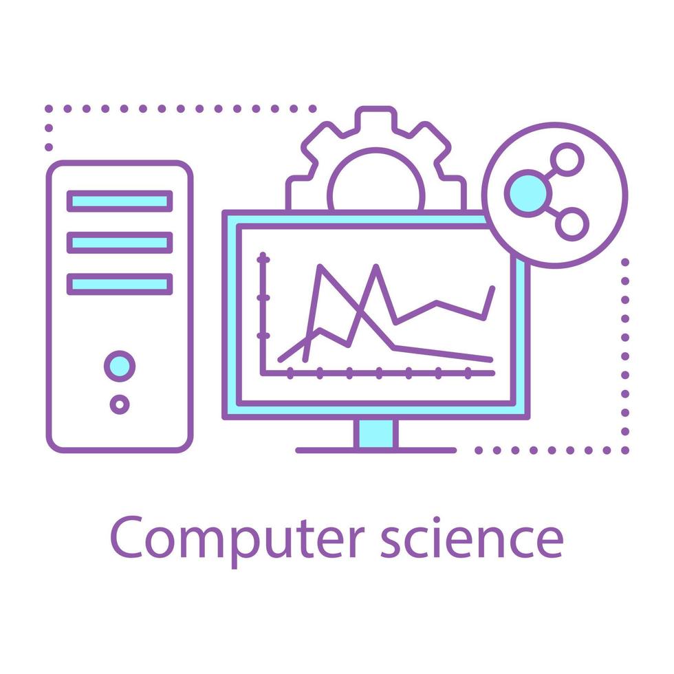 datavetenskap koncept ikon. e-lärande. digital teknik och vetenskap. datoridé tunn linje illustration. vektor isolerade konturritning
