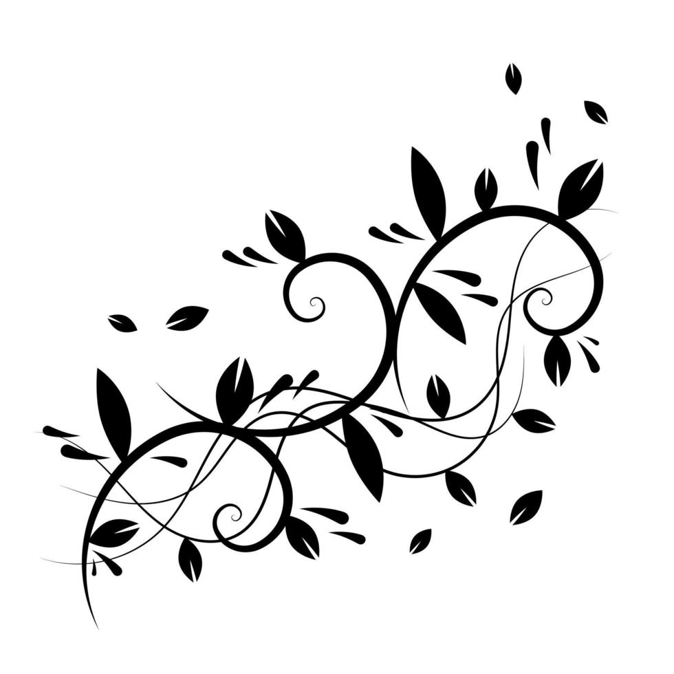 wirbeln Sie die Blumenverzierungshand, die auf weißem Hintergrund gezeichnet wird vektor