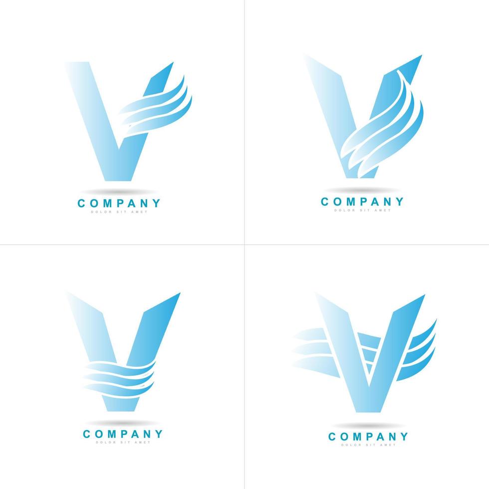 blauer buchstabe v logo unternehmenssatz vektor