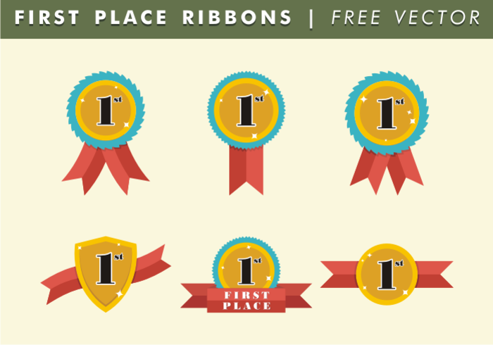 Erster Platz Ribbons Free Vector