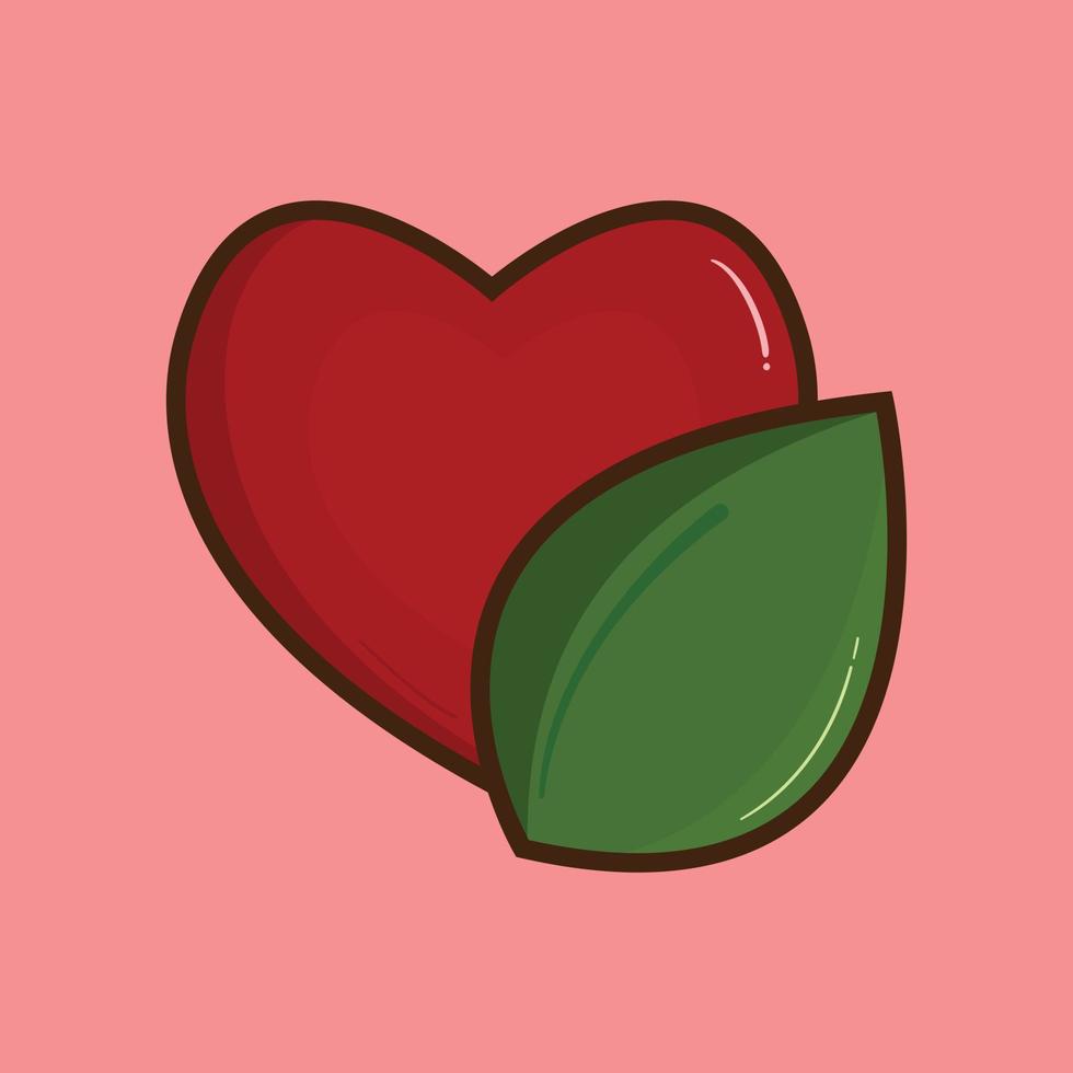 illustration vektorgrafik av hjärta och löv vektor