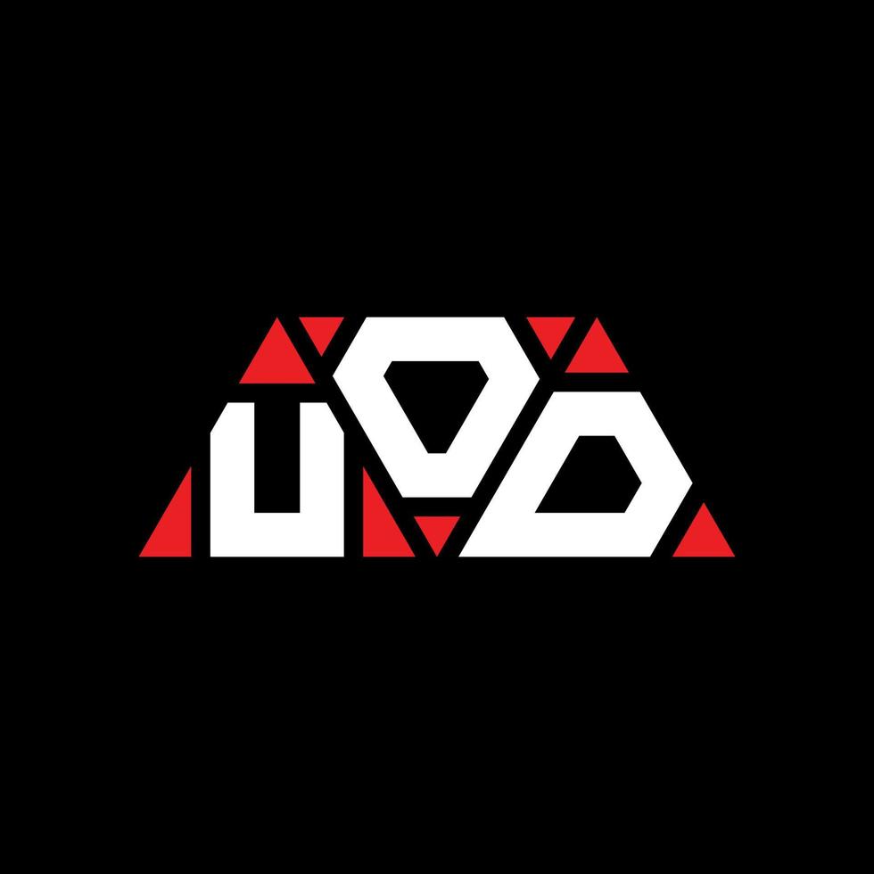 uod-Dreieck-Buchstaben-Logo-Design mit Dreiecksform. uod-Dreieck-Logo-Design-Monogramm. UOD-Dreieck-Vektor-Logo-Vorlage mit roter Farbe. uod dreieckiges Logo einfaches, elegantes und luxuriöses Logo. uod vektor