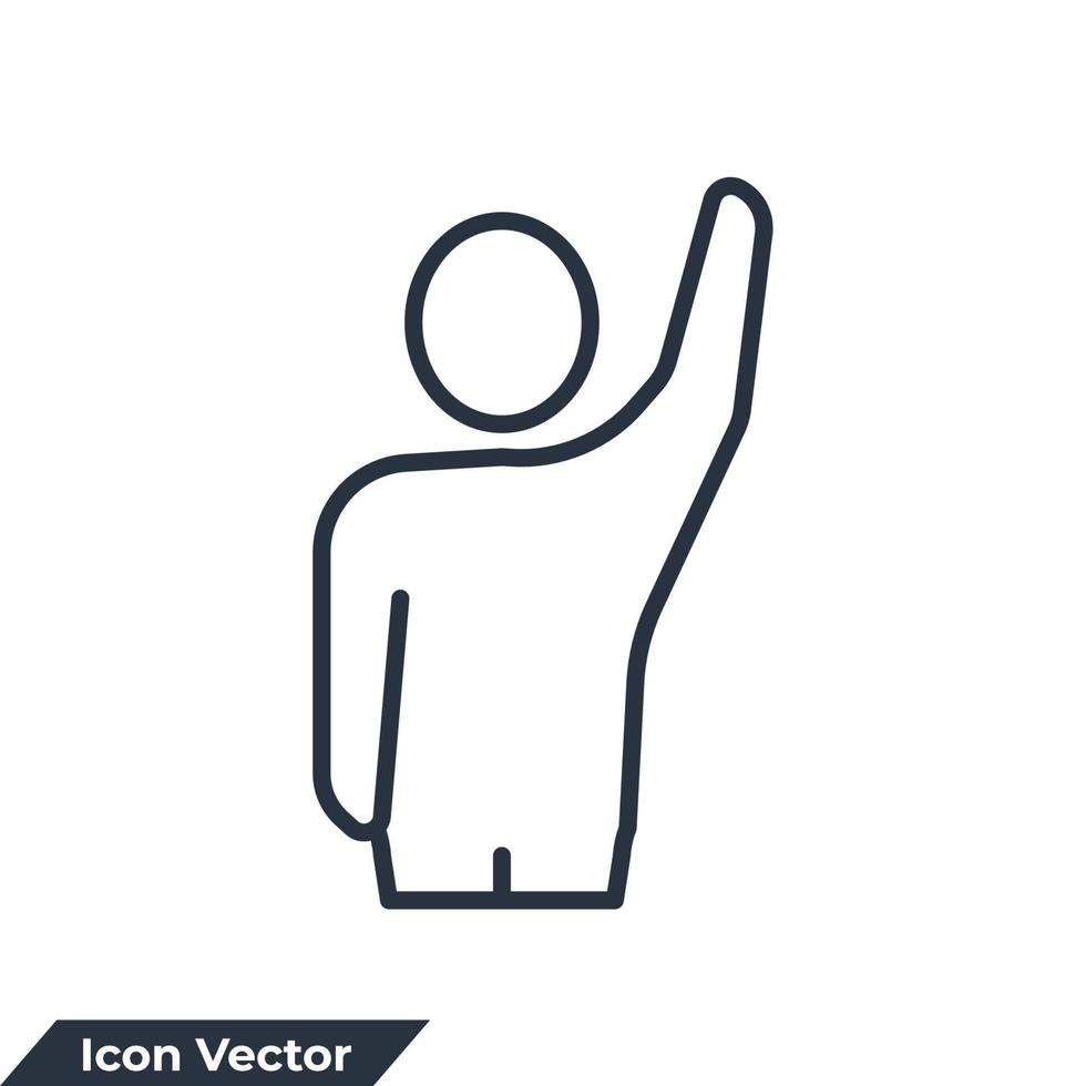 upphöjda händer ikon logotyp vektorillustration. hand upp mänsklig symbol mall för grafik och webbdesign samling vektor
