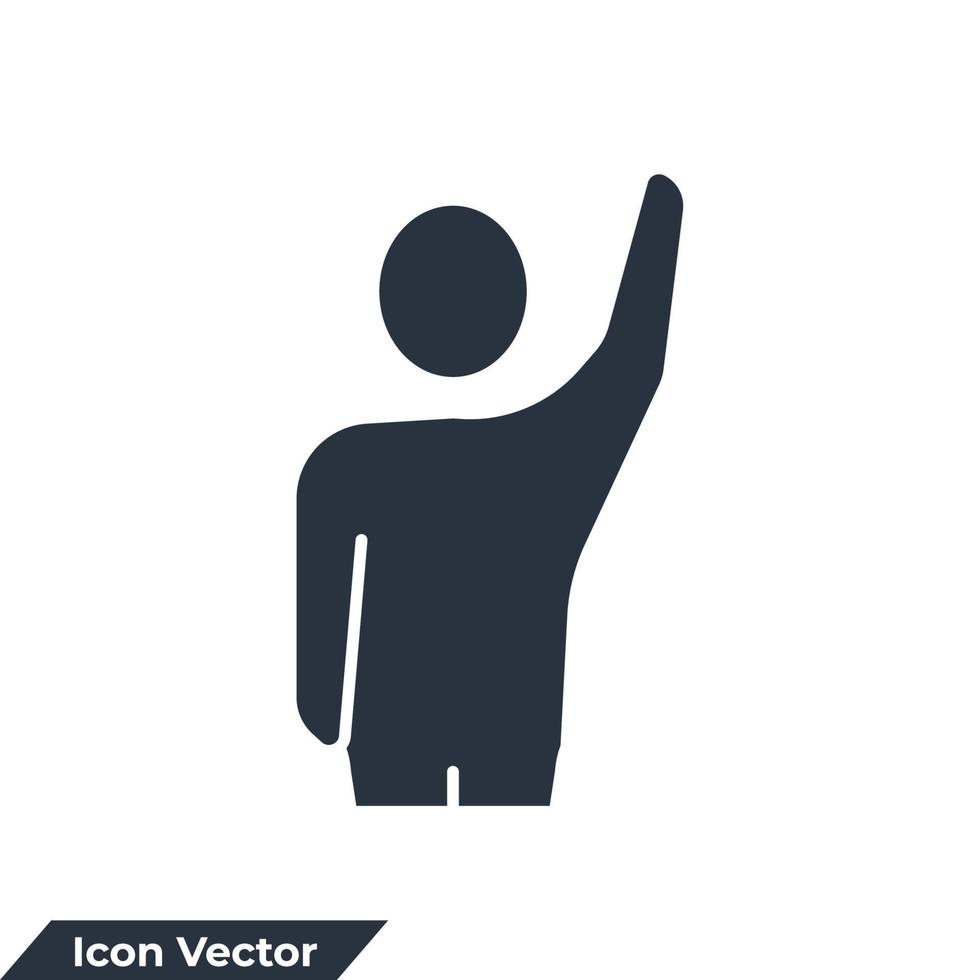 Symbol-Logo-Vektorillustration der erhobenen Hände. Hand herauf menschliche Symbolvorlage für Grafik- und Webdesign-Sammlung vektor