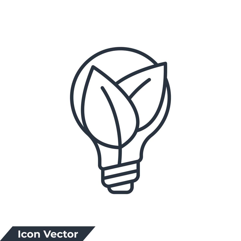 eco glödlampa ikon logotyp vektorillustration. lampa miljöglödlampa med blad symbol mall för grafik och webbdesign samling vektor