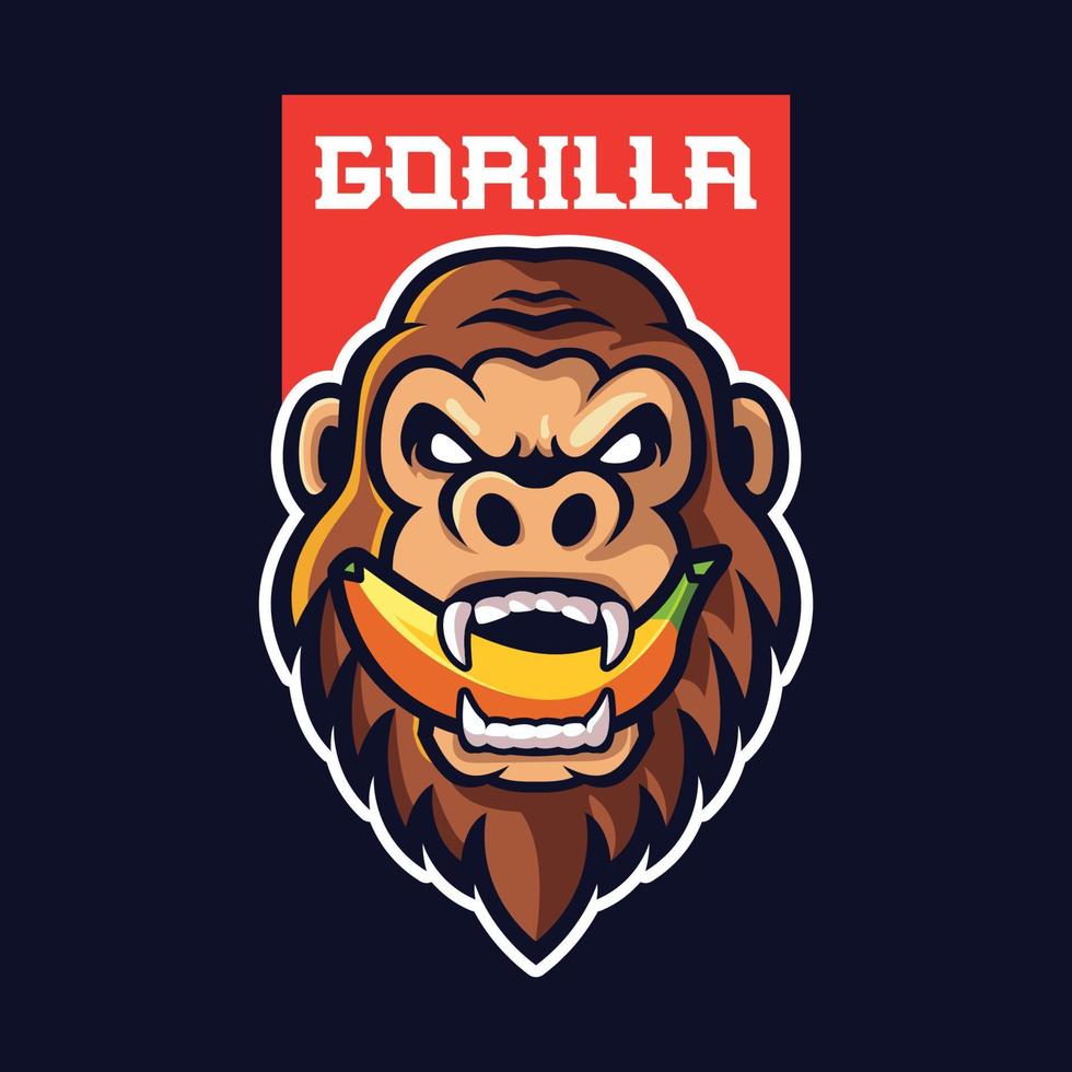 gorilla huvud maskot logotyp mall vektor