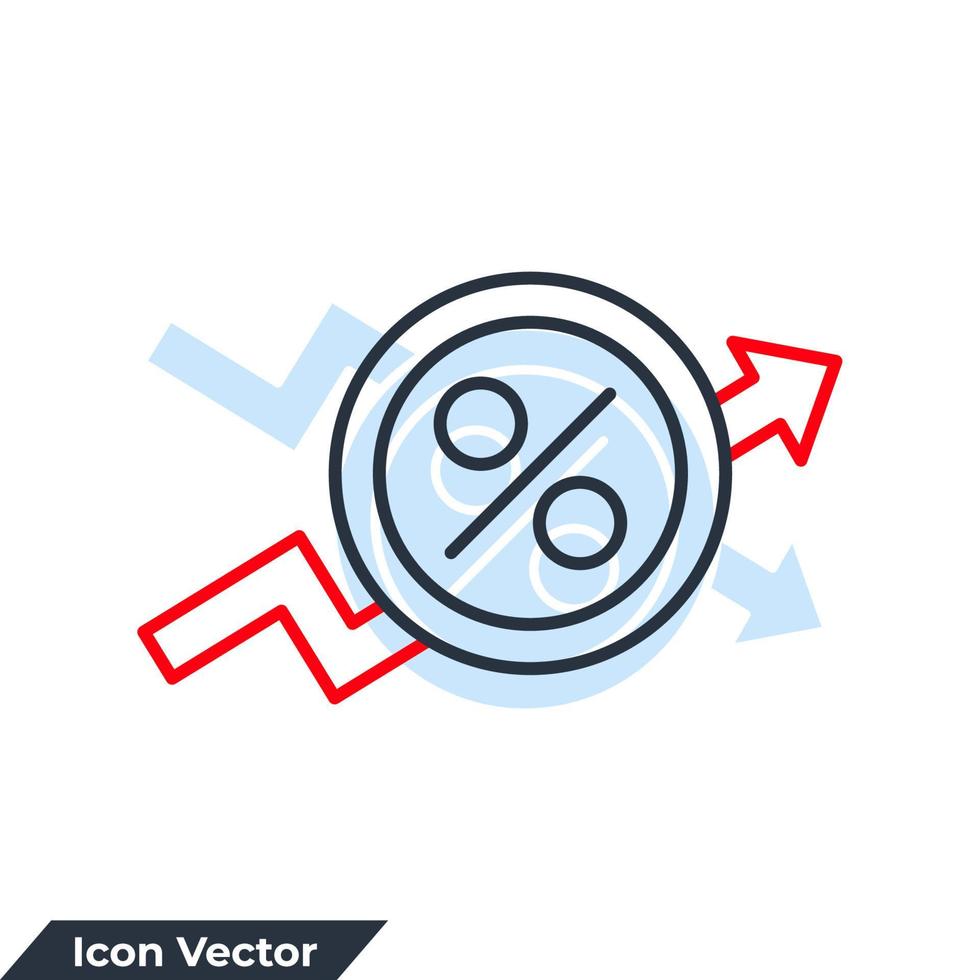 Symbol-Logo-Vektor-Illustration erhöhen. Symbolvorlage für Prozent nach oben für Grafik- und Webdesign-Sammlung vektor