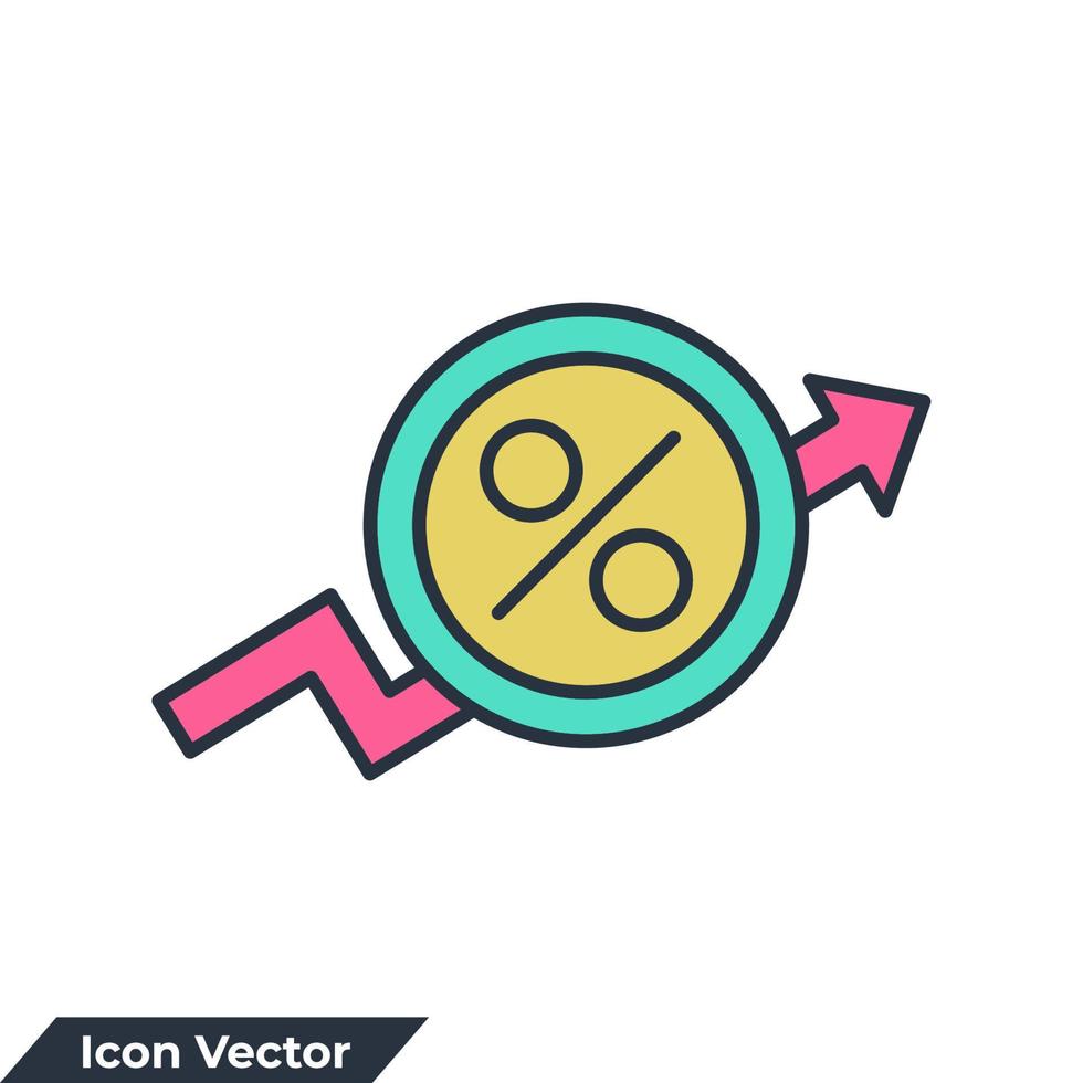 Symbol-Logo-Vektor-Illustration erhöhen. Symbolvorlage für Prozent nach oben für Grafik- und Webdesign-Sammlung vektor