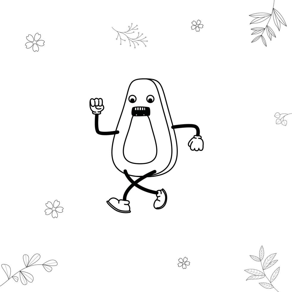 avokado kör frukt doodle kawai vektor