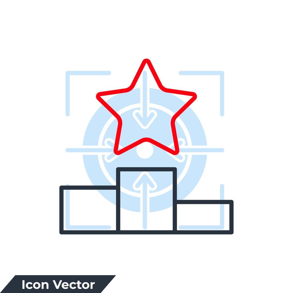 podium med stjärna ikon logotyp vektorillustration. ranking symbol mall för grafisk och webbdesign samling vektor