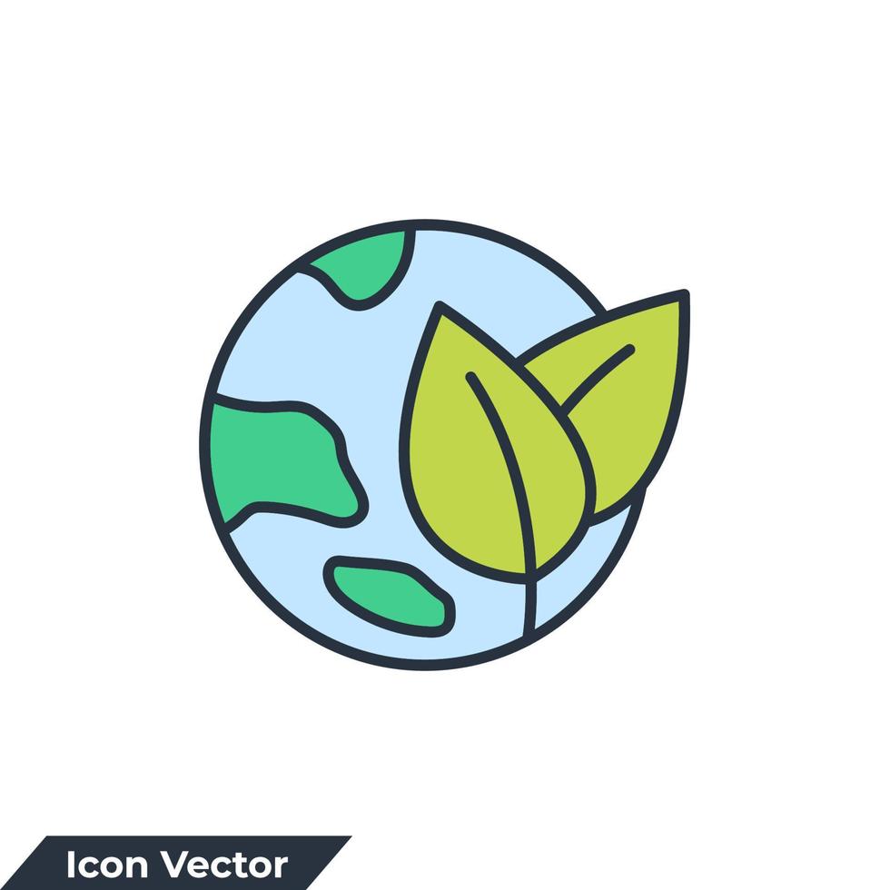 grön jord ikon logotyp vektorillustration. ekologi, natur global skydda symbolmall för grafik och webbdesign samling vektor