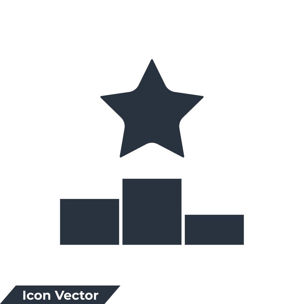 podium med stjärna ikon logotyp vektorillustration. ranking symbol mall för grafisk och webbdesign samling vektor