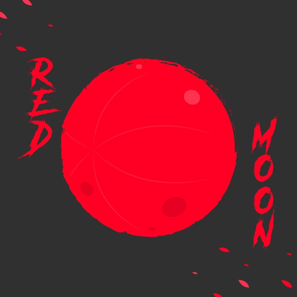 röd måne fyrkantig bakgrund med blomma vektor