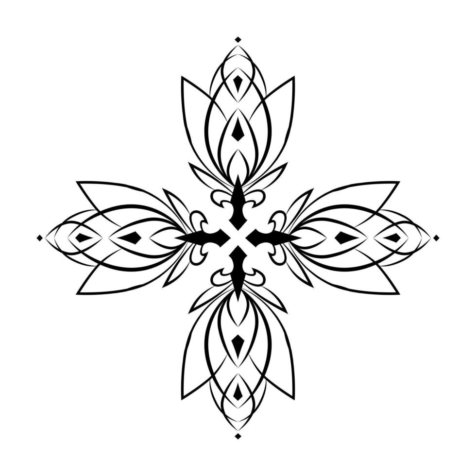 blommig grafisk prydnad vektorelement. lilja, lotus. för tatuering, logotyp, emblem, ikon vektor