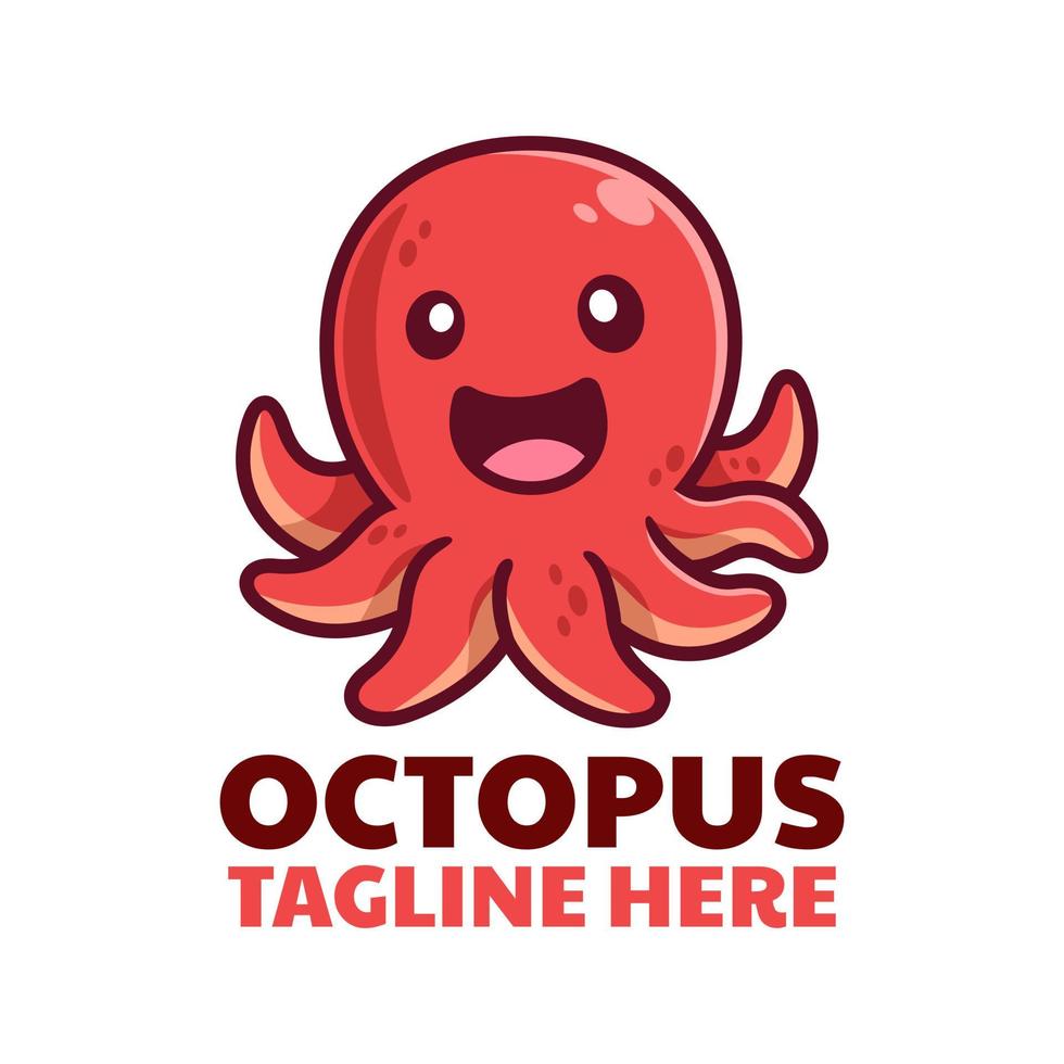 leende bläckfisk tecknad logotypdesign vektor
