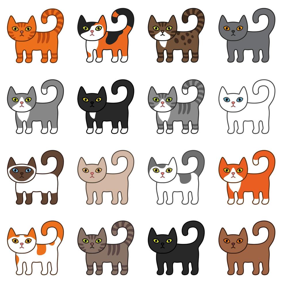 olika katter seamless mönster set vektor