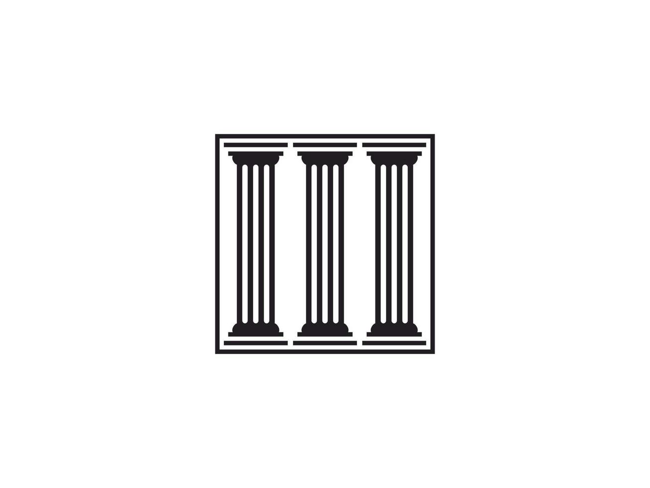 antike säule säulen griechisch rom athen historisches gebäude logo design. verwendbar für Geschäfts- und Markenlogos. flaches Vektor-Logo-Design-Vorlagenelement. vektor