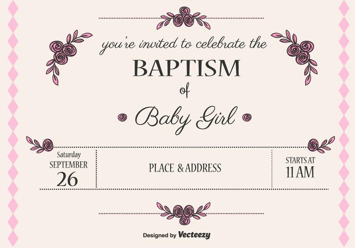 Baby-Mädchen-Taufe-Vektoreinladung vektor