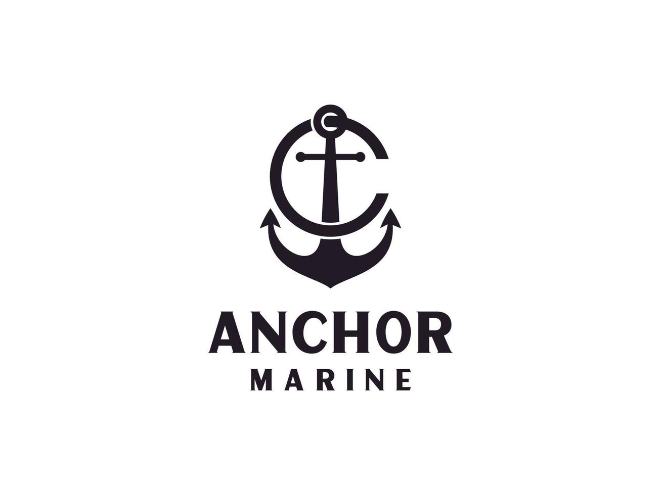 Ankerbuchstabe ein Anfangsalphabet Marineschiff Marineboot Logo schwarz Vintage Retro-Design. verwendbar für Geschäfts- und Markenlogos. flaches Vektor-Logo-Design-Vorlagenelement. vektor