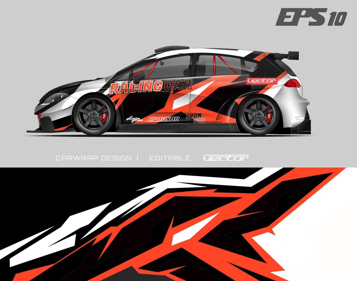 bilinpackningsdesign modern racingbakgrundsdesign för fordonsinpackning, racerbil, rally, etc vektor