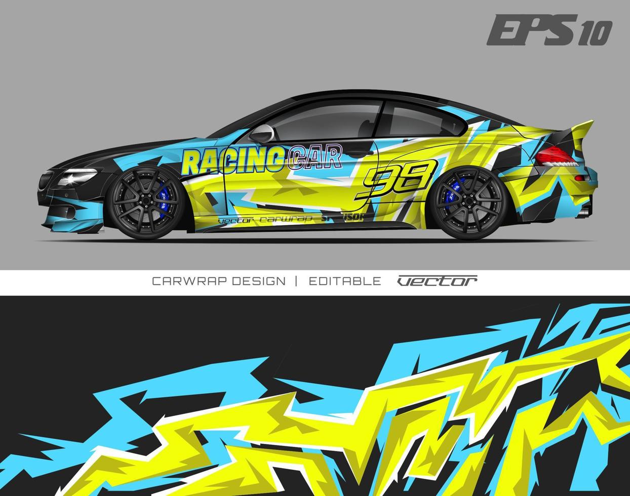 Car Wrap Design Modernes Rennhintergrunddesign für Fahrzeugfolierung, Rennwagen, Rallye usw vektor