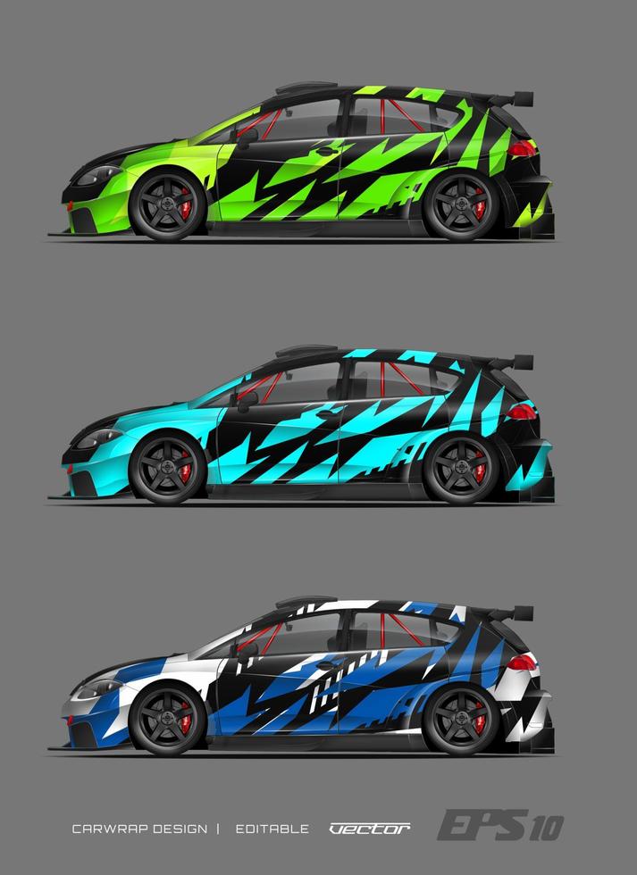 Car Wrap Design Modernes Rennhintergrunddesign für Fahrzeugfolierung, Rennwagen, Rallye usw vektor