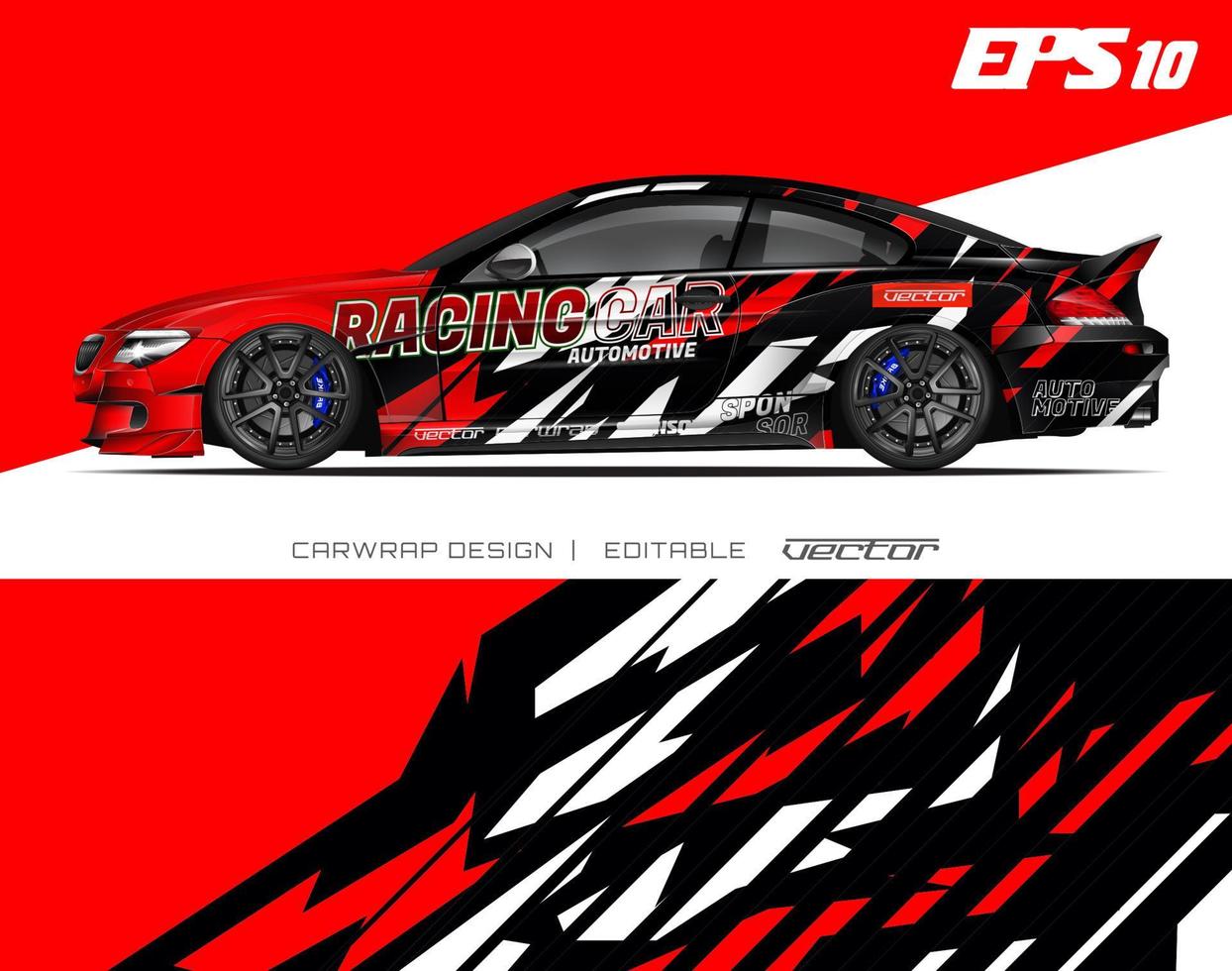 Car Wrap Design Modernes Rennhintergrunddesign für Fahrzeugfolierung, Rennwagen, Rallye usw vektor