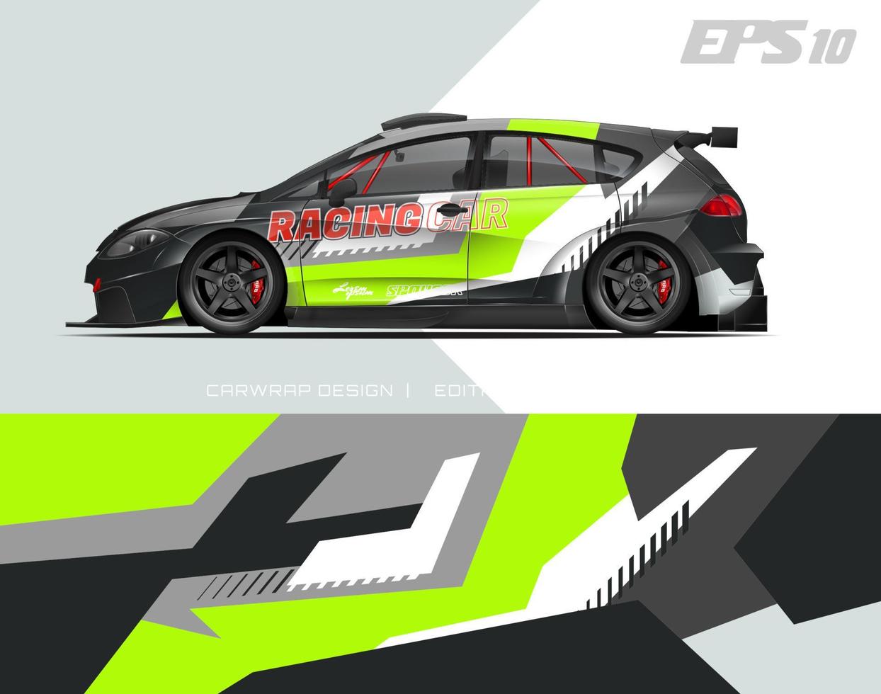 Car Wrap Design Modernes Rennhintergrunddesign für Fahrzeugfolierung, Rennwagen, Rallye usw vektor