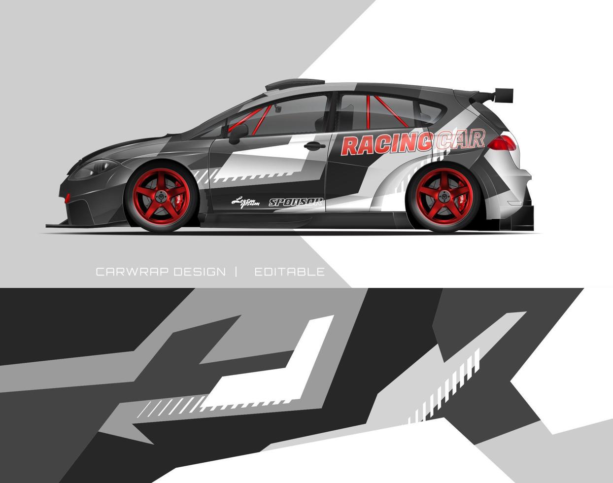bilinpackningsdesign modern racingbakgrundsdesign för fordonsinpackning, racerbil, rally, etc vektor