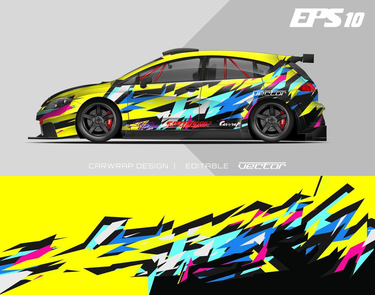 Car Wrap Design Modernes Rennhintergrunddesign für Fahrzeugfolierung, Rennwagen, Rallye usw vektor