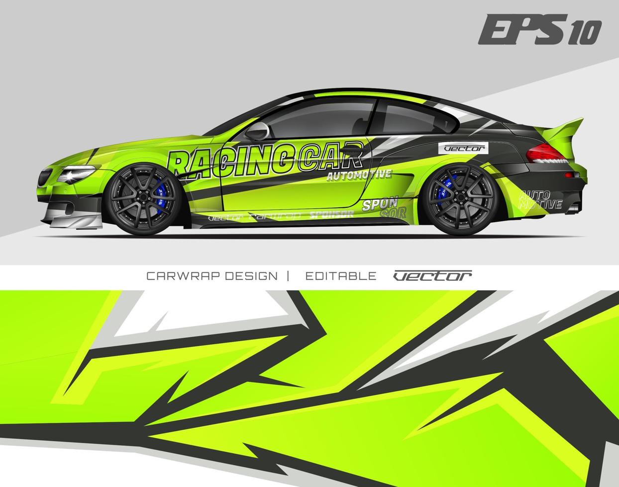 bilinpackningsdesign modern racingbakgrundsdesign för fordonsinpackning, racerbil, rally, etc vektor