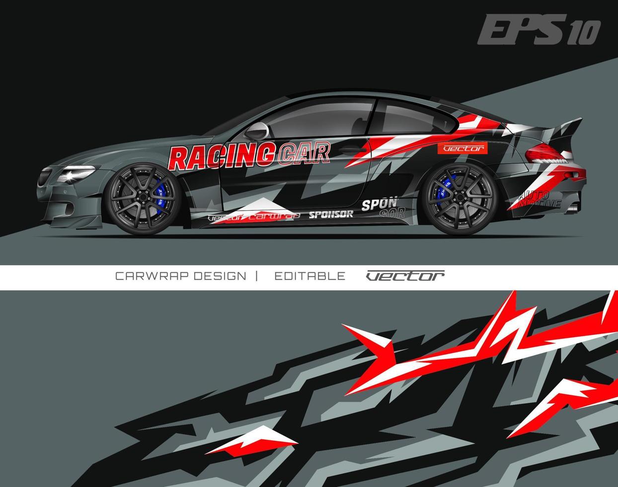 Car Wrap Design Modernes Rennhintergrunddesign für Fahrzeugfolierung, Rennwagen, Rallye usw vektor