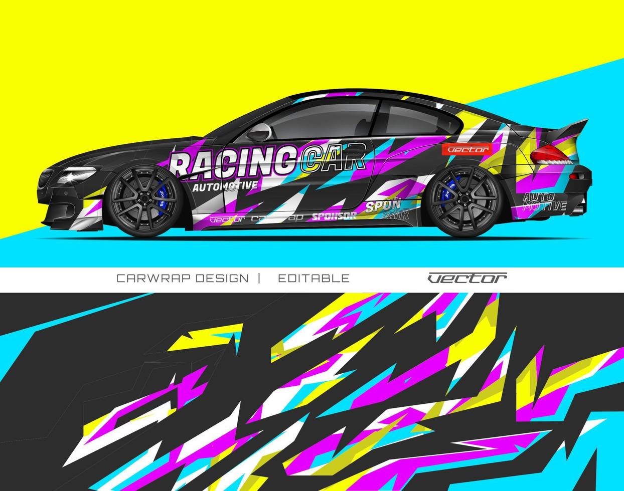 Car Wrap Design Modernes Rennhintergrunddesign für Fahrzeugfolierung, Rennwagen, Rallye usw vektor