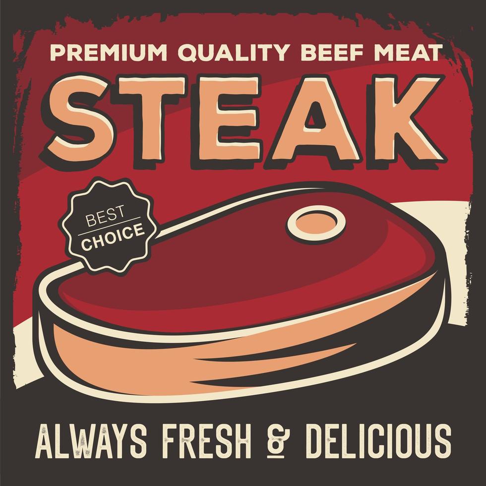 rotes Retro-Steakplakat vektor