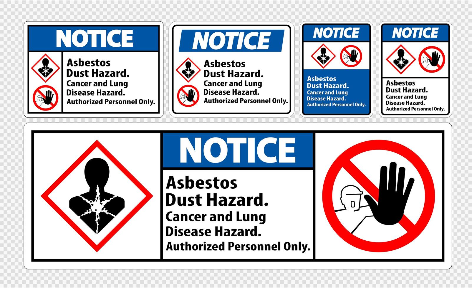 Hinweisschild Asbeststaub-Gefahrenetiketten vektor