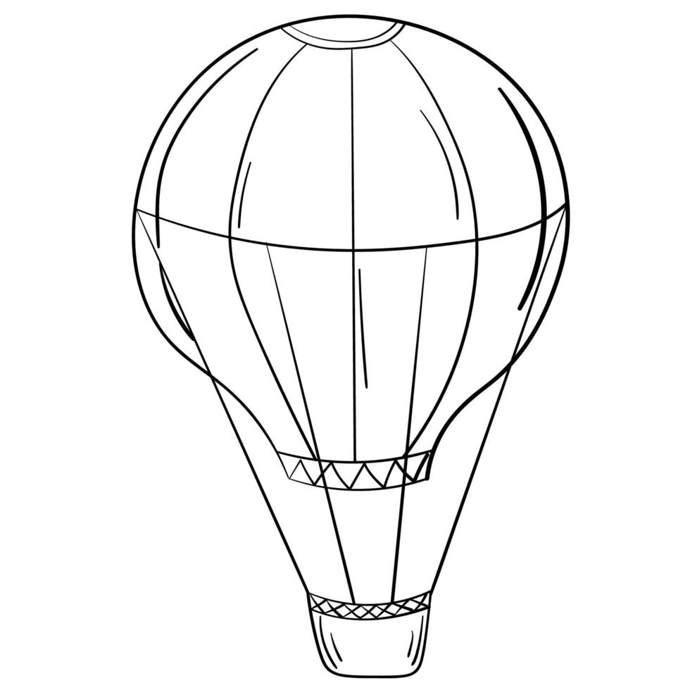 doodle klistermärke ballonger med resor korg vektor