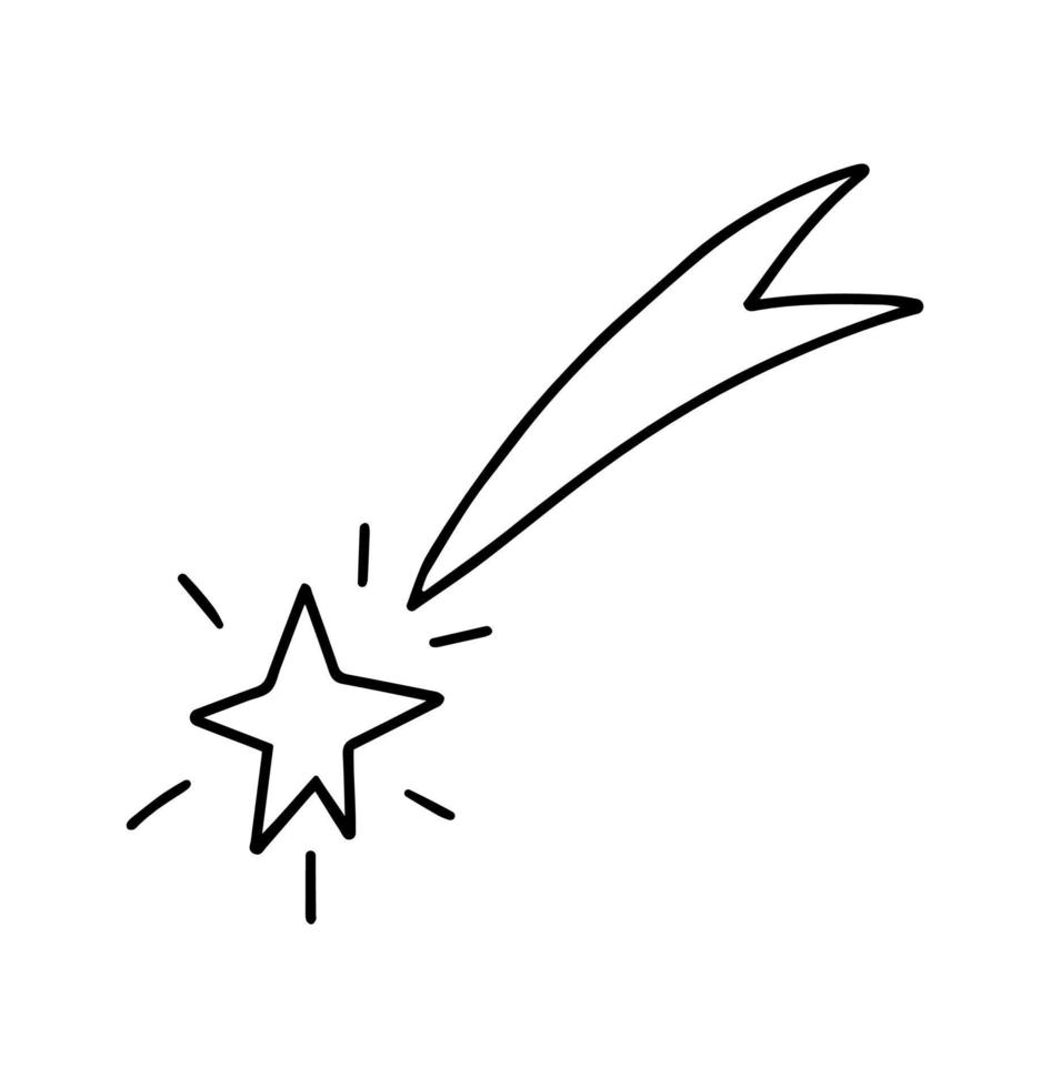 stjärnfall ikon. kometsvans eller stjärnspår. julstjärna. dröm och framgång. vektor, illustration. vektor