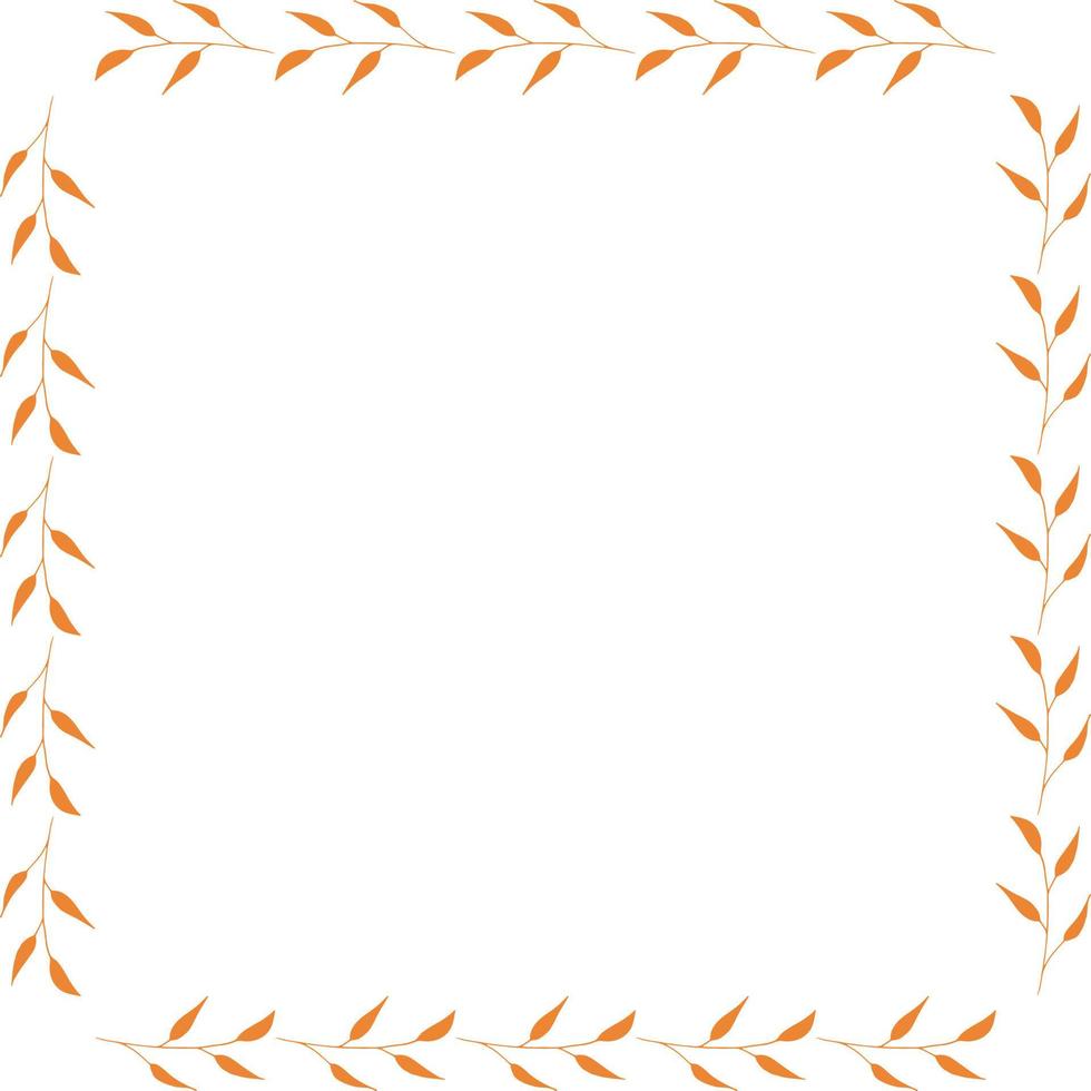 fyrkantig ram med horisontella orange grenar på vit bakgrund. isolerad krans för din design. vektor