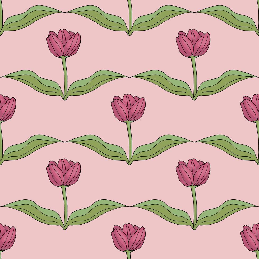 sömlöst mönster med rosa tulpaner för tyg, textil, kläder, duk och annat. vektor bild. oändlig bakgrund med blommor för din design.