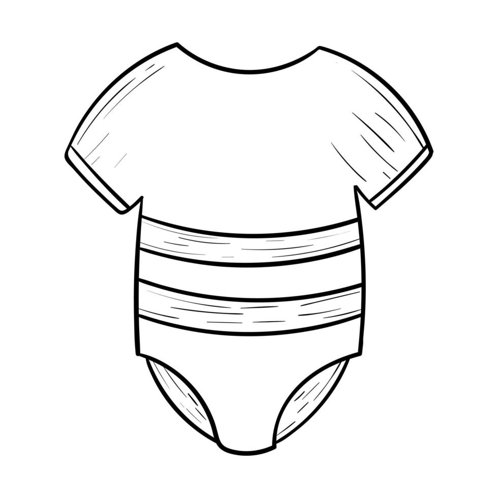 babykleidung, umriss süßer schlupf. Vektor-Doodle-Illustration. vektor