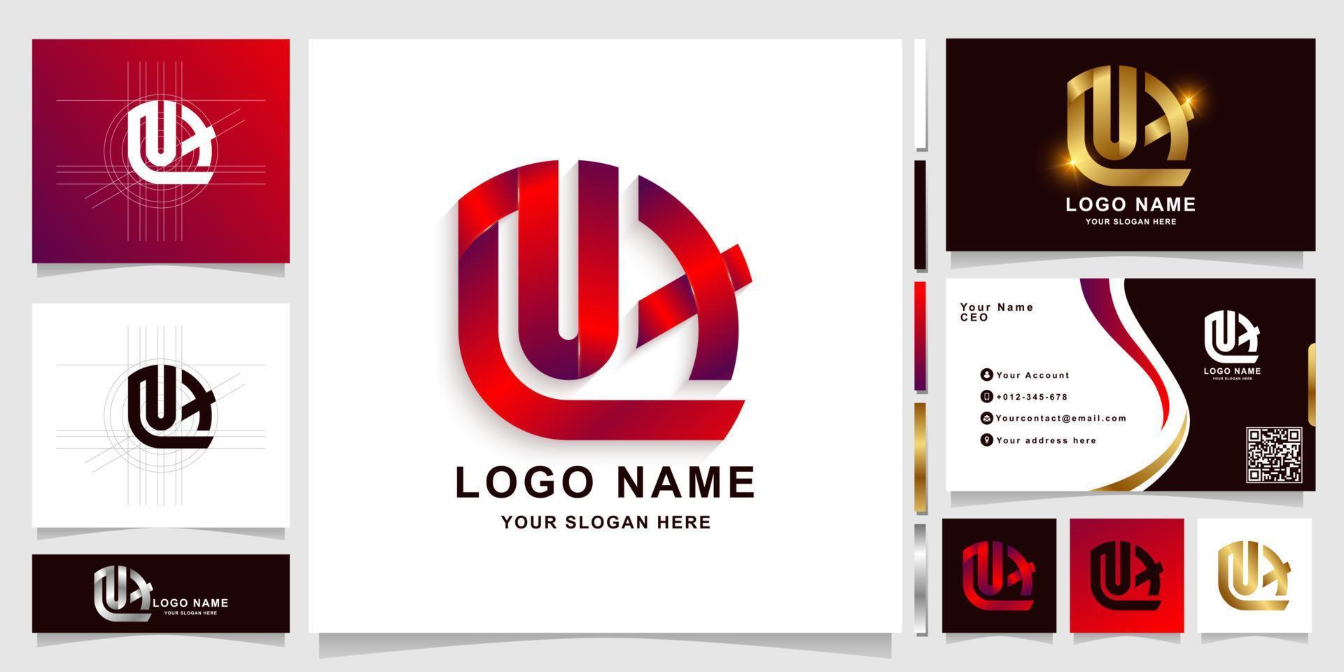 bokstaven na eller lua monogram logotyp mall med visitkortsdesign vektor
