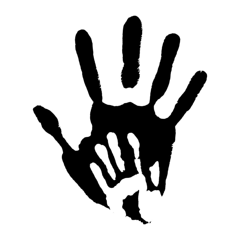 vektor familj vapen stämpel symbol. siluett med handavtryck i handflatan.