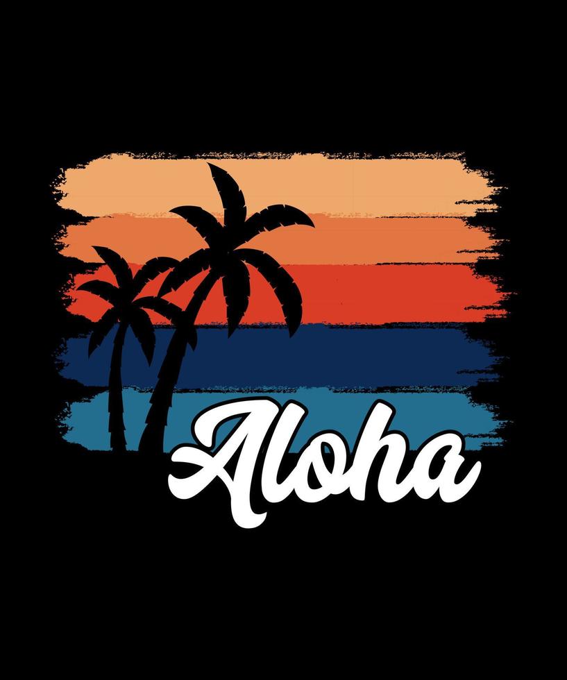 aloha stränder logotyp tshirt design vektor