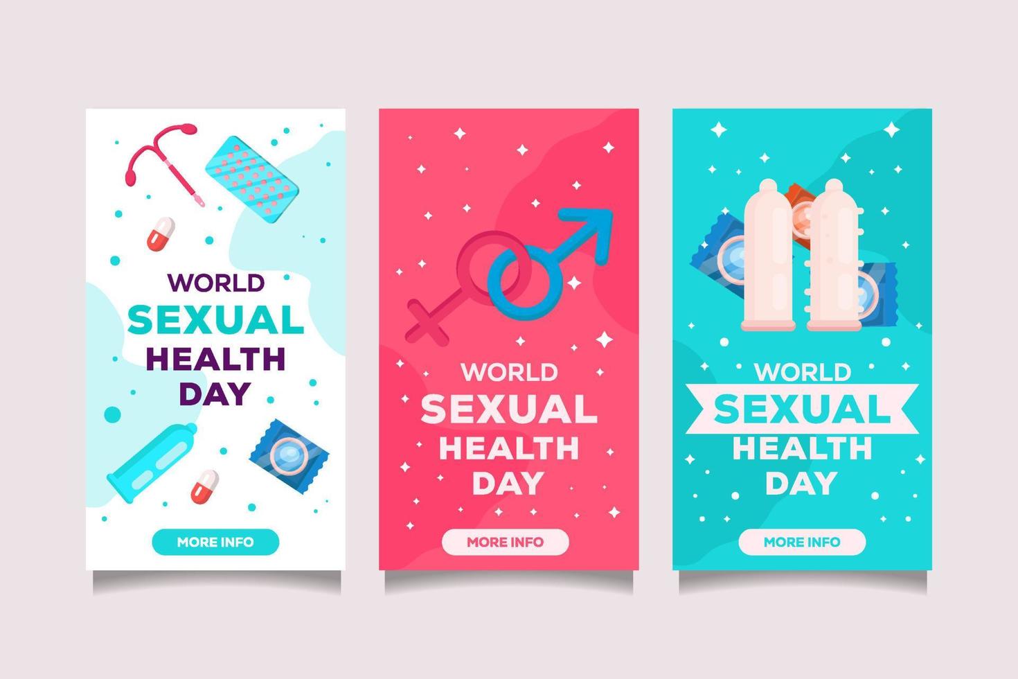 vertikal banner världen sexuell hälsa dag illustration set vektor